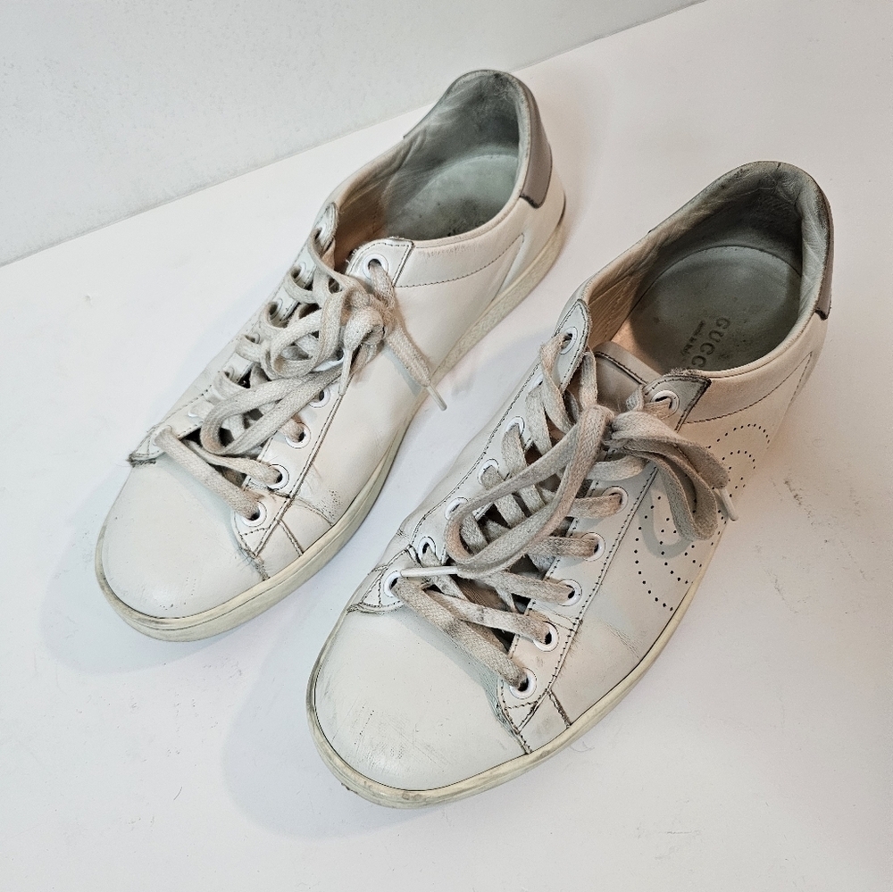 Gucci Ace Interlocking G Low Sneakers White Leather Womens Size US 9 UK 39 - Picture 4 of 16